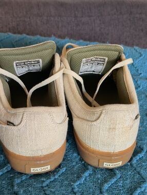 Globe Men’s Beige Canvas Skate Sneakers with Olive Tongue